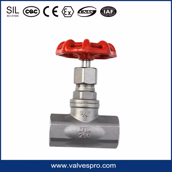 Válvula de agulha de controle de linha fêmea de aço inoxidável 304/316 NPT